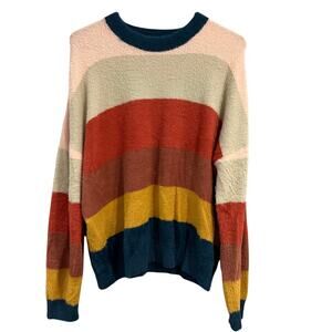 Coco Jaimeson Lush Striped Fall Plush Sweater Large